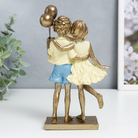 Polystone souvenir "kids with balloons, in yellow outfits" 20x5x10 cm-2