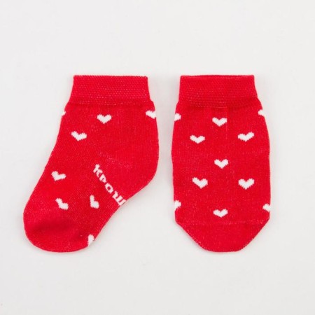 Socks children's baby I am “hearts”, red color, 6-8 cm
