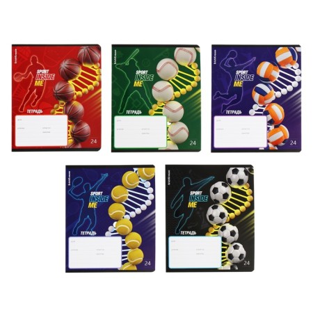 Notebook 24 sheets in the Erichkrause "Sport DNA" line, UV-LK, cover coated cardboard, offset block, mix