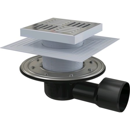 Alcaplast APV3444, 150 × 150/50/75 mm, side drain, dry water and wet and wet