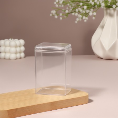 Organizer for cotton sticks, with a lid, 6.5 × 5.8 × 9.5 cm, in a package, transparent-1