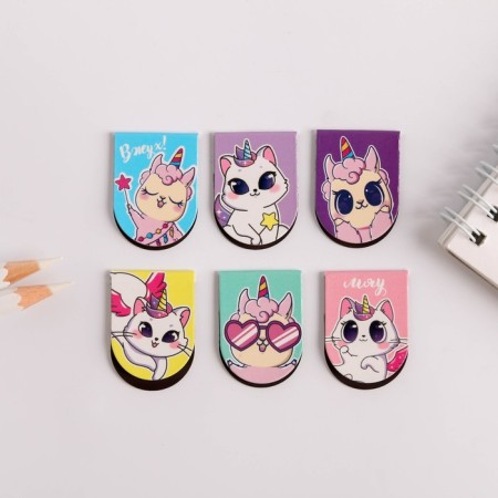 A set of magnetic bookmarks 6 pcs on the substrate "I believe in unicorns"-3