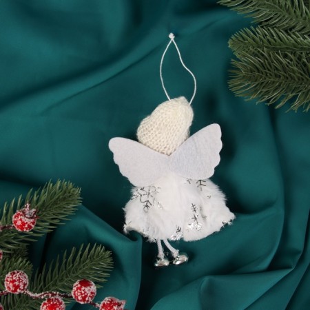 Soft suspension "Alice" snowflakes, 13x6 cm, white-golden-1