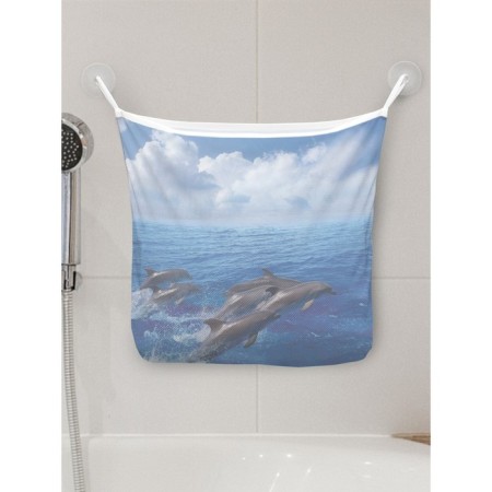 Organizer in a bathtub on the suction cups "jumping dolphins", for storing toys and trifles, size 33x39 cm