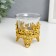 Glass candlestick, plastic on 1 candle "Heart from leaves Heart" gold 6.5x6x6 cm