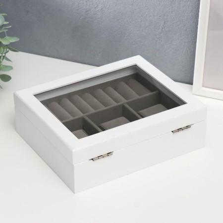 Casket wood for clock 3 divisions and jewelry "Snow White" 7.4x18x22 cm-6