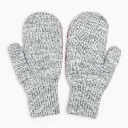 New Year. Double children's mittens, gray/penguin color, size 14 (6-9 years)-1