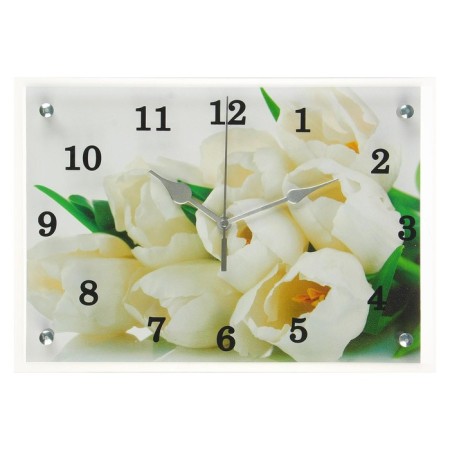 Carty clock is wall-mounted, interior "tulips", silent, 25 x 35 cm