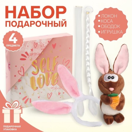 Set "Bunny", Clot on a hairpin, braid, rim, toy-1