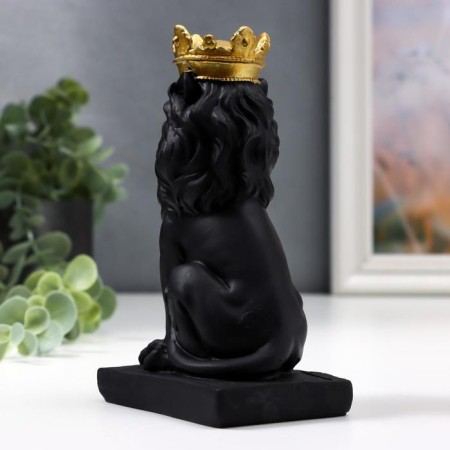 Souvenir Polystone "Black Leo in the Golden Crown" 13.8x5.8x8 cm-3