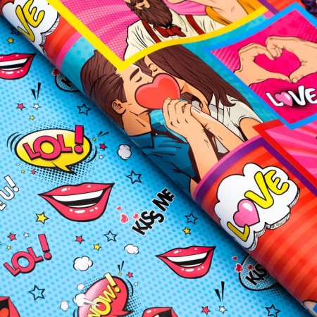 Glossy packaging paper "Pop Art Love", bilateral, 70 x 100 cm-2