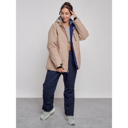 Ski jacket female winter, size 54, beige color-10