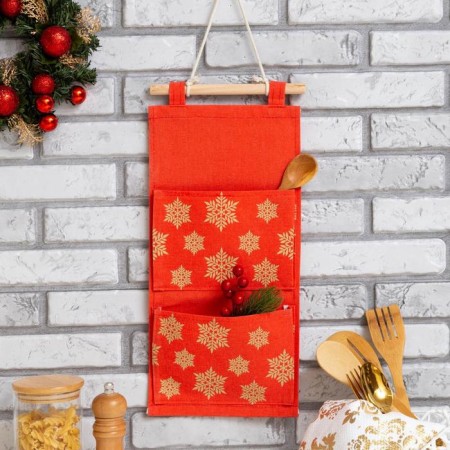 Textile pocket "snowflakes" 2 compartments, 20x41 cm