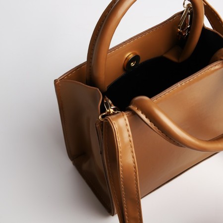 Bag Women's Tout with zipper, brown color-5