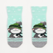 Noski children's terry, mint color/light gray melange, size 16-18