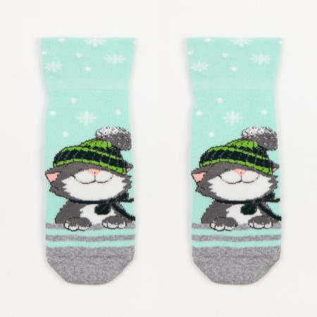 Noski children's terry, mint color/light gray melange, size 16-18