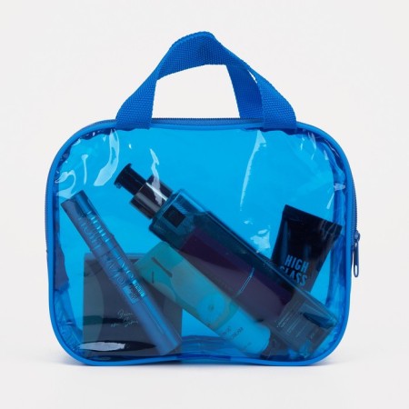 Cosmetic bag with lightning, with handles, blue color-2