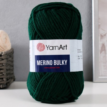 Yarn "Merino Bulky" 25% wool 75% acrylic 100m/100g (590 dark green)
