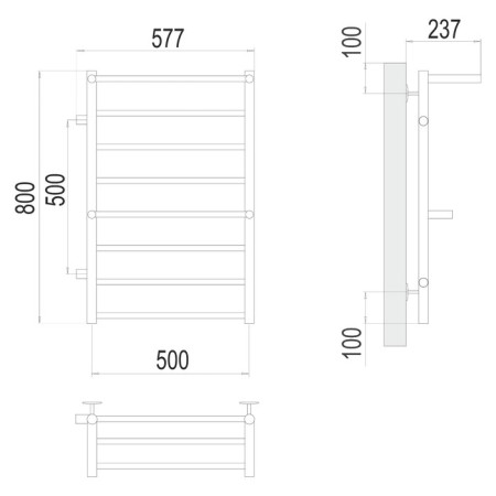 Water towel Terminus "Ancona" P8, 500x800 mm, lateral connection, chrome-2