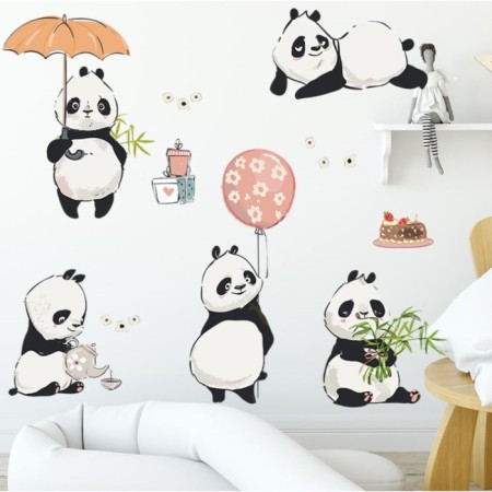 Sticker plastic interior color "cute pandas" set 2 sheets 30x90 cm
