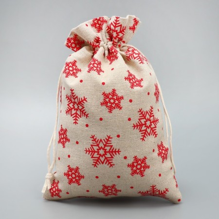 Bag Gift canvas “I give all my heart”, snowflakes, canvas, 16 x 24 cm +/- 1.5 cm, New Year-1