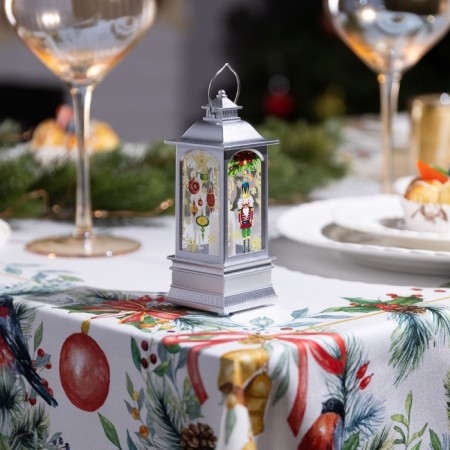 LED figure "Silver Lantern with a Nutcracker" 5 × 12 × 5 cm, plastic, batteries AG13x3, glow warm white-1