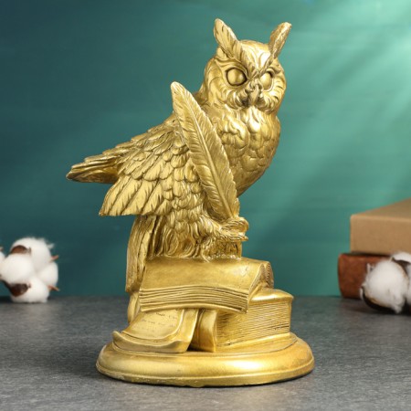 Figure "Filin on Book Books" gold, 21x14x13cm-4