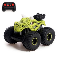 Fin-controlled car, radio-controlled, works on the battery, light effects, smoke effect, green color