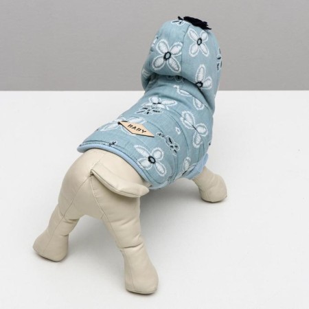 Jacket for dogs with flowers, s (DS 20 cm, ok 23 cm, og 32 cm), blue-3