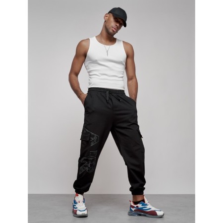 Joggers male, size 48, black color-19