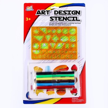 Stencils "Figures and figures", set of 2 pcs., 6 pcs. Flomasters-1