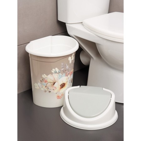 Garbage bucket with a mobile lid Violet "Watercolor", 14 liters-7