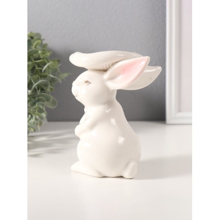 Souvenir Ceramics "White Rabbit under the mushroom" 8x9x13 cm-1