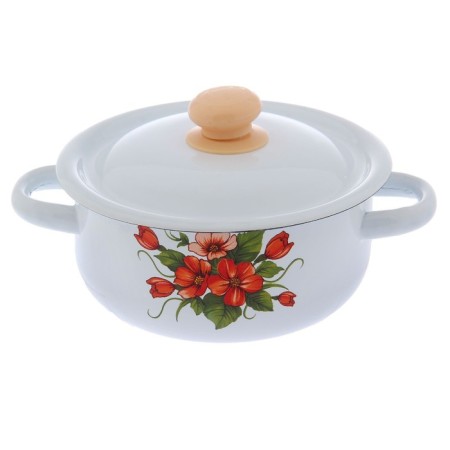 Pan, 1.5 l, enameled cover, induction, mix decor, white color-8