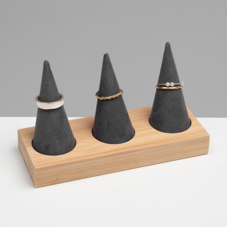 Rings stand 13 × 5 × 8, wood, cones, black-beige color-2