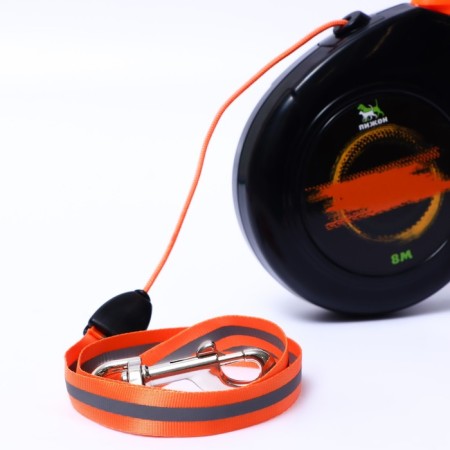 Roulette "Piggon" with a rubberized handle, 8 m, up to 50 kg, cable, black-orange-1