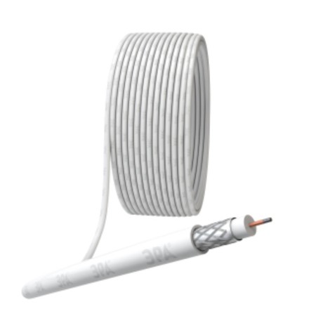 Coaxial cable RG-6U, 75 Ohms, CCS/(braid AL 48%), PVC, white color, 100 m bay, Simple