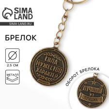 A metal keychain, a metal coin 