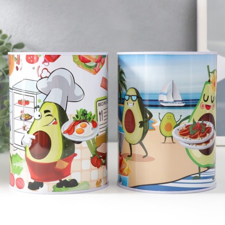 Piggy bank Metal "Avocado on vacation" MIX 10x10x15 cm