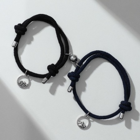 Bracelets "Demetrons" on a magnet, waves, black-blue color, 7 cm-1