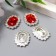 Decor for creativity Metal "Medallion octagonal" red crystal rhinestones 2x1.5 cm