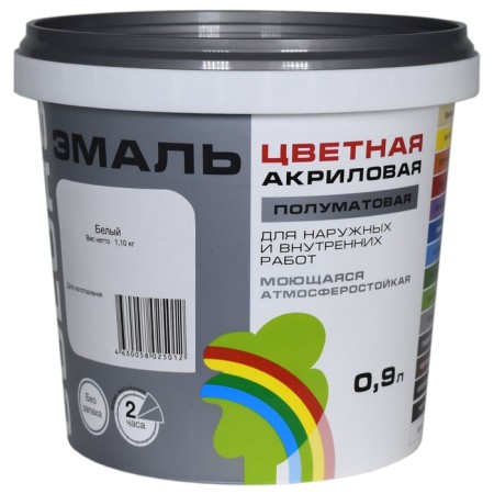 Enamel acrylic semi -water 220 "Colors" white 0.9 liters
