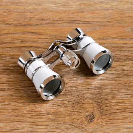 Binoculars 3x25, theater, white, with chrome decoration, 6.5x10 cm-2
