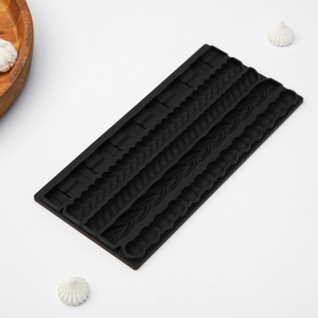 Mold Dolyana "Patterns", silicone, 25.5 × 12.5 × 1 cm, graphite color-1