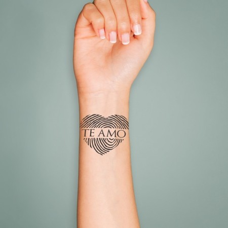 Tattoo on the body Black "Heart-imprint. TE AMO" 6x6 cm-2