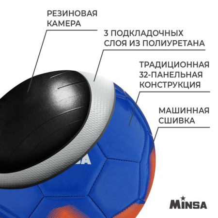 Ball football minsa, PU, ​​machine stitching, 32 panels, p. 5-2