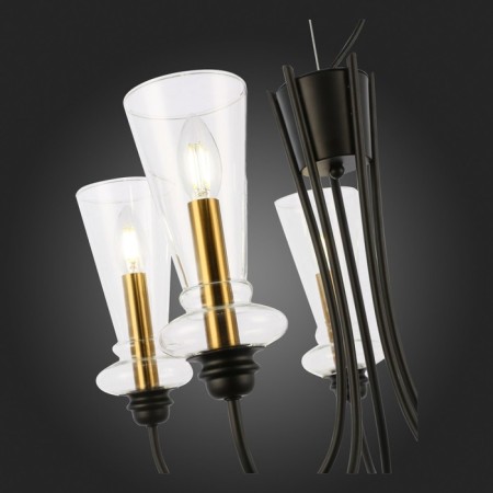 Suspended EVOLUCE lamp. Sle112403-05. Rammo. 5x40 watts, E14, 54x54x44 cm, black color-6