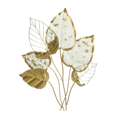 Wall metal decor "Bouquet of skeletered leaves" white-gold 90x71x5 cm-1