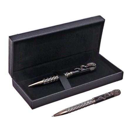 Handle Gift ball in the leatherette case is a rotary snake of the bronze housing