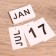 Souvenir Eternal calendar suspended with a clock, wood, 2x20x30 cm, col. white